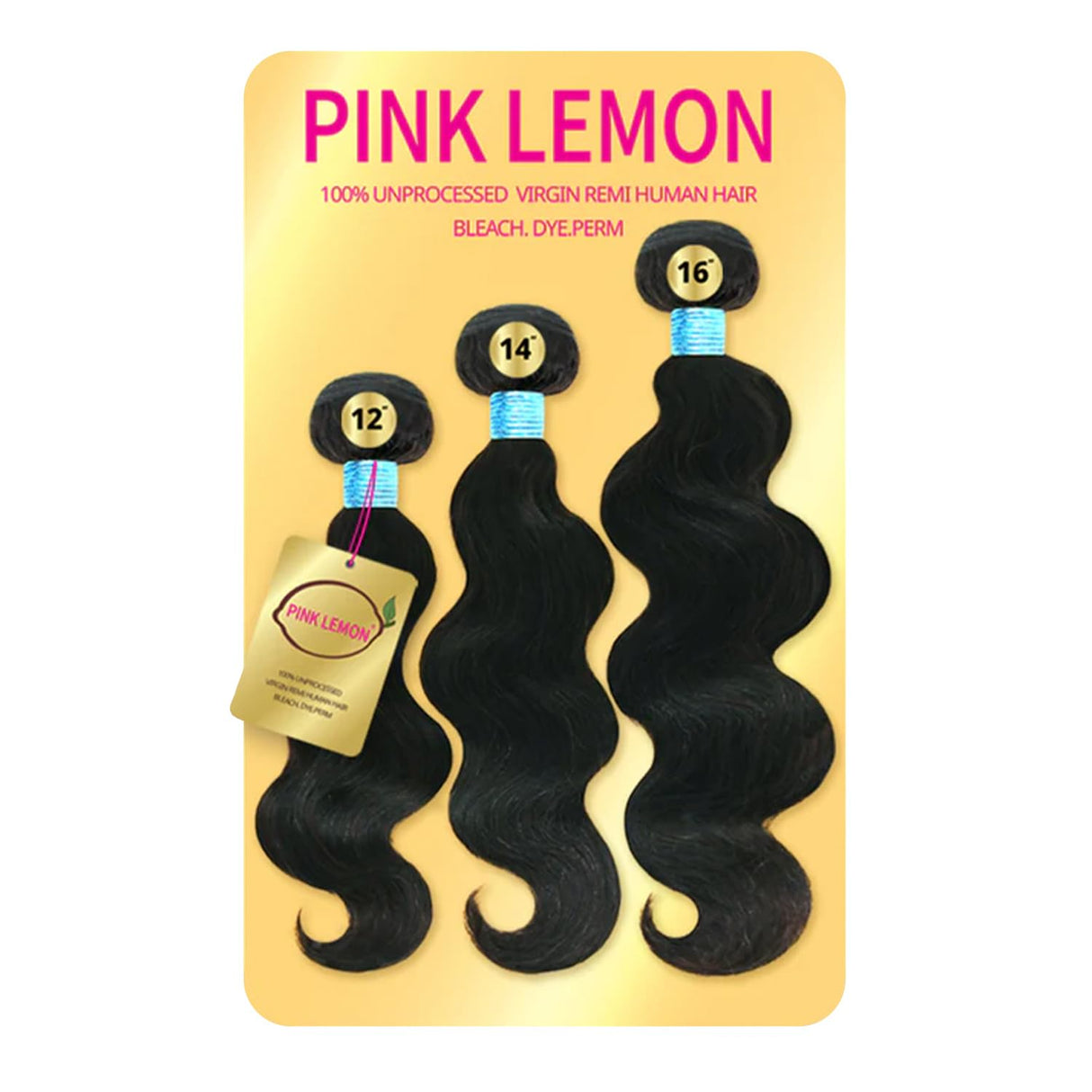 Pink Lemon Unprocessed Virgin Remi Bodywave Hair - 3 Bundles