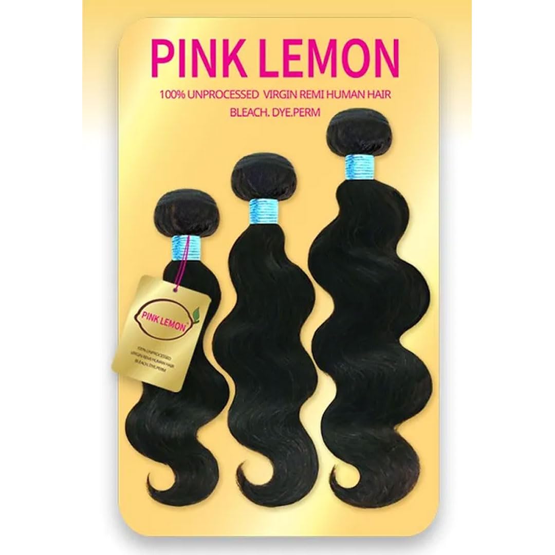 PINK LEMON UNPROCESSED VIRGIN REMI HAIR 3 BUNDLES BODYWAVE